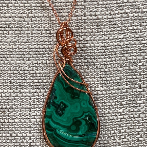 Wire Wrapped Malachite Necklace - Picture 1 of 1